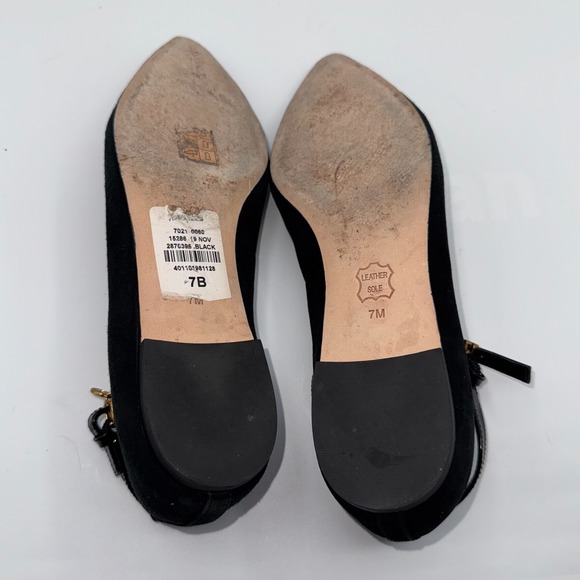 Tory Burch Ashton Ballet Womens‎ 7M Black Suede Pointed Toe T-Strap Flats 42968 - Picture 7 of 12